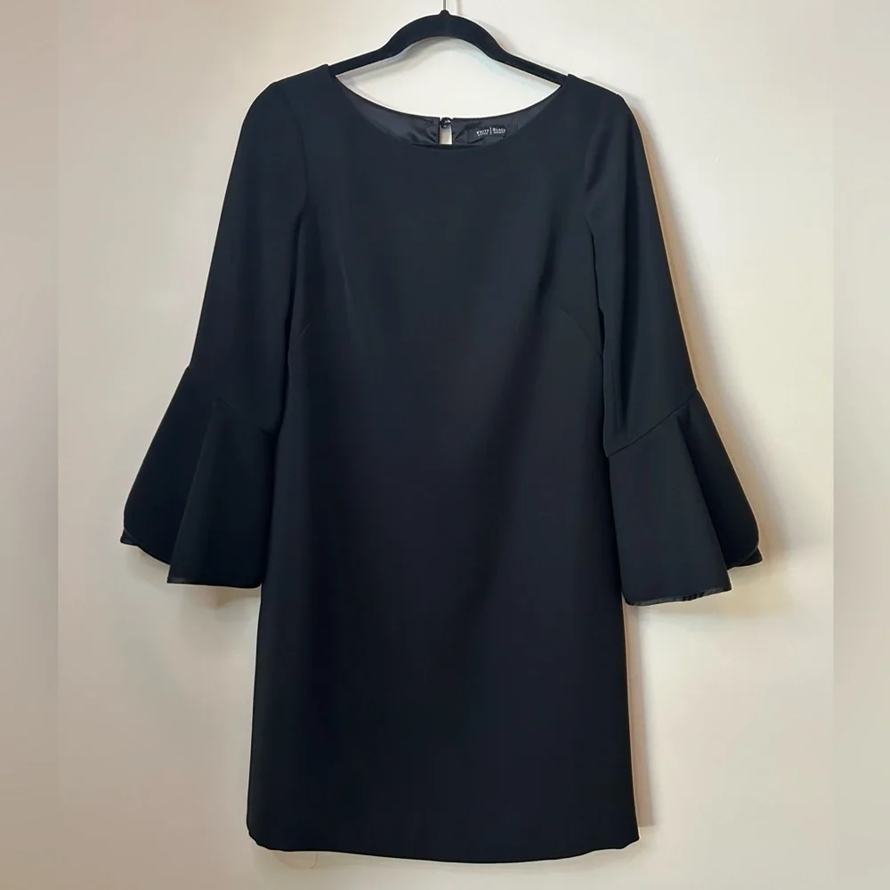 WHITE House Black‎ Market Ruffle Bell Sleeve Sheath Dress Women's 4